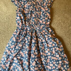 Mini Boden size 11-12y Floral Blue and Pink Kids Dress